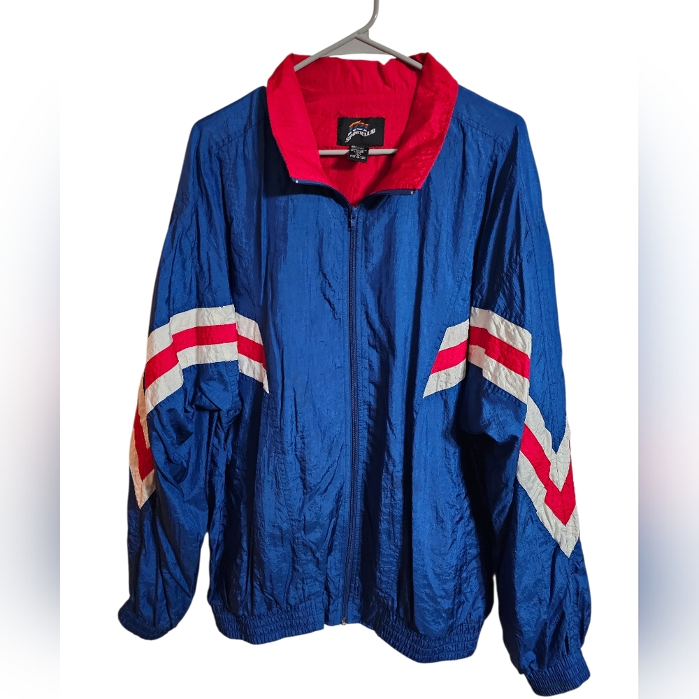 Sportclub Men L Blue Red Windbreaker Retro 90s Track Jacket Archive Outerwear - Picture 2 of 6